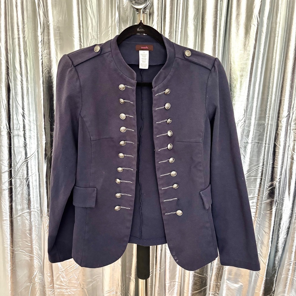 Navy Military Band Jacket Silver Buttons